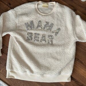Judith March Sweater - Mama bear cozy fleece sweater with rhinestones